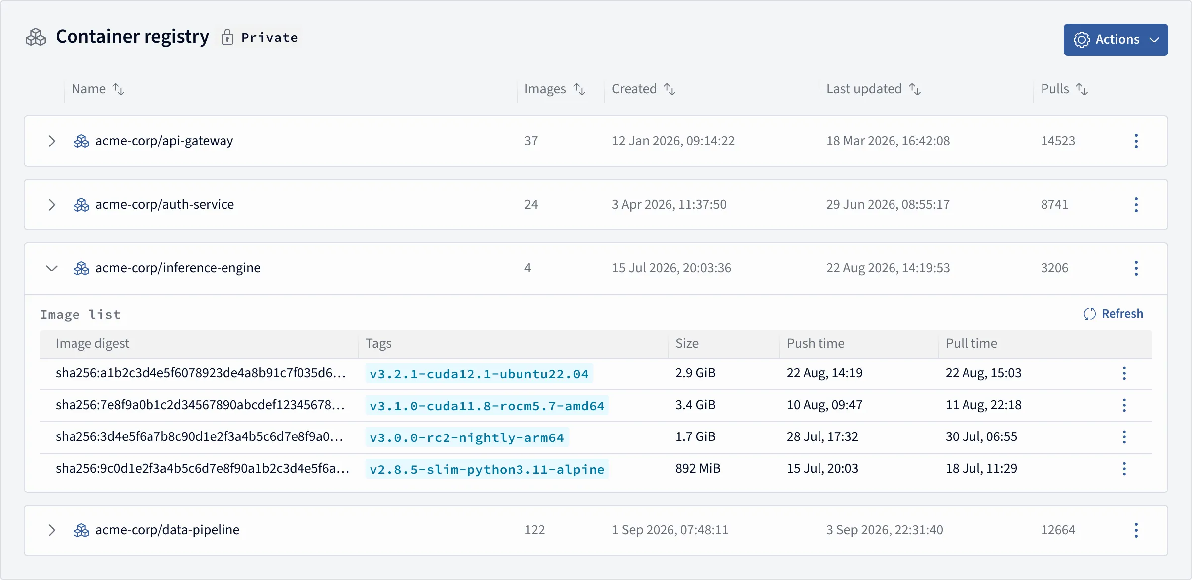 Verda’s Container registry - UI